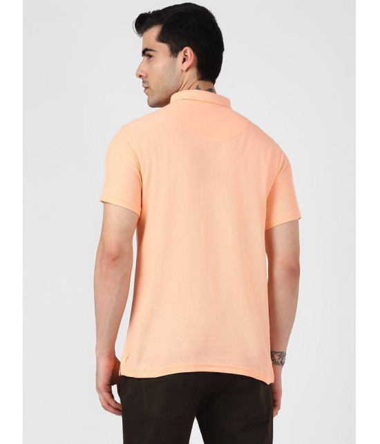 UrbanMark Men 100% Cotton Half Sleeves Regular Fit Solid Polo T Shirt-Peach - None