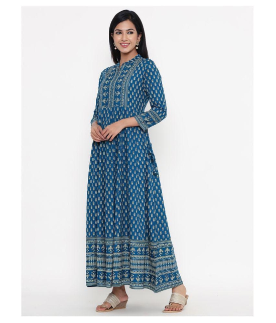 Kbz Turquoise Rayon Anarkali Kurti - S