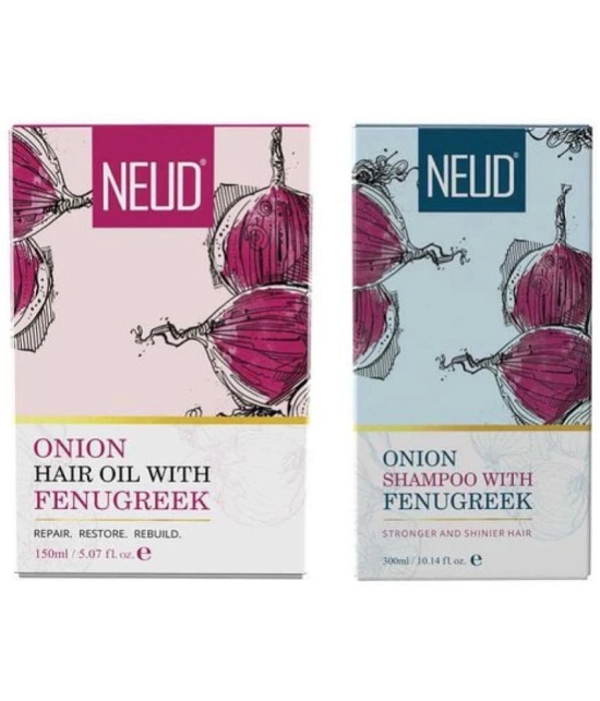 NEUD Combo - Onion Hair Oil and Shampoo with Fenugreek for Men & Women