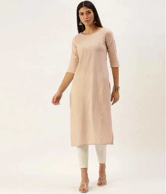 Hritika Cotton Blend Solid Straight Womens Kurti - Beige ( Pack of 1 ) - None