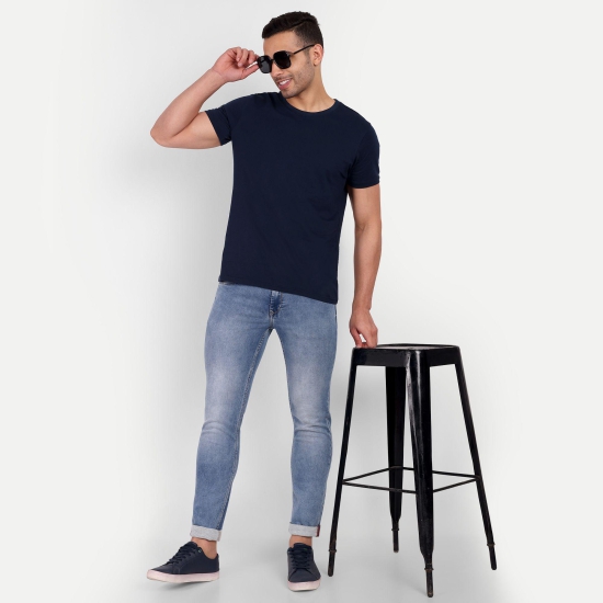 Meghz Men Slim Mid Rise Blue Jeans