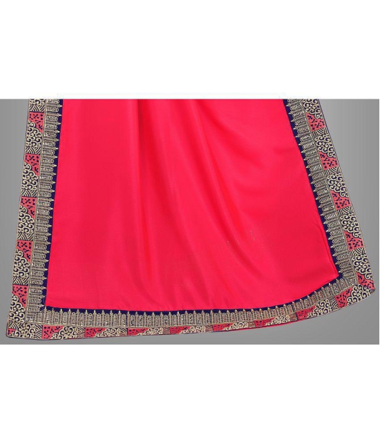 Om Shantam Sarees - Pink Crepe Saree With Blouse Piece ( Pack of 1 ) - Pink