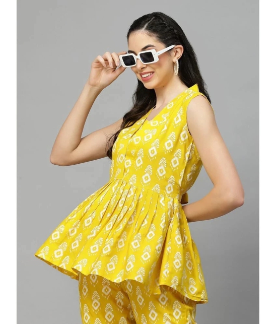 Stylum Yellow Printed Pant Top Set - None