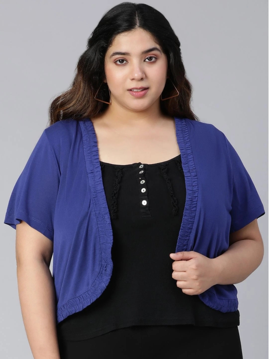 Oxolloxo Plus Size Blue Shrug