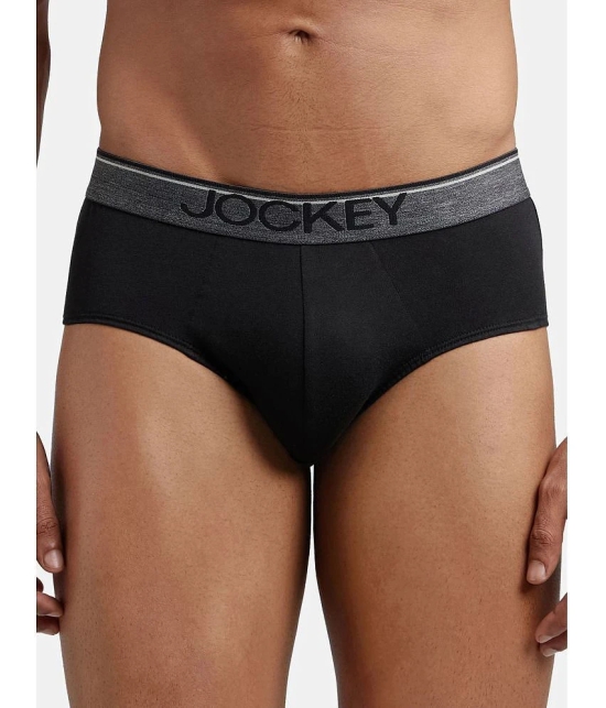 Jockey 8037 Men Super Combed Cotton Solid Brief with Ultrasoft Waistband - Black (Pack of 2) - None