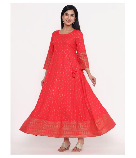 Kbz - Red Rayon Women's Flared Kurti ( ) - XL