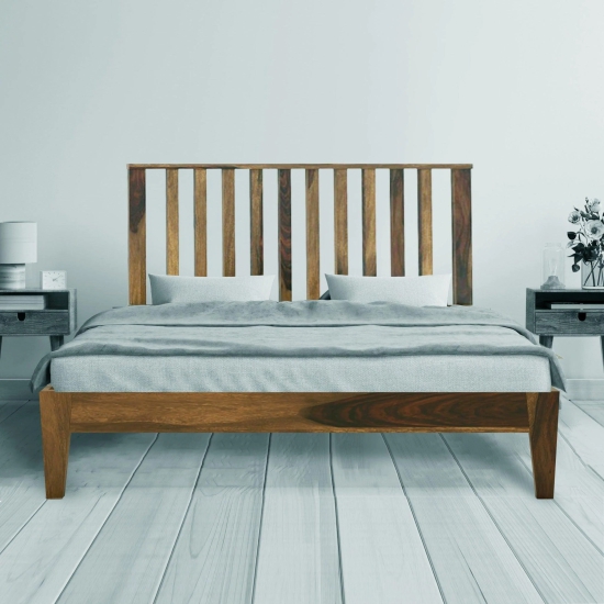 TWIN BED KING Sheesham Wood (Honey Finish)-Brown