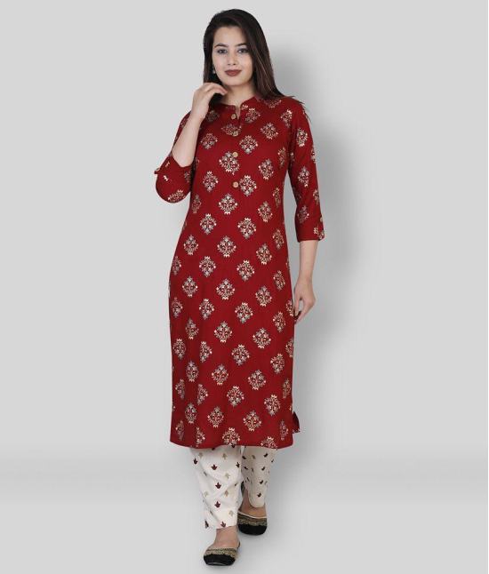 JC4U - Maroon Straight Viscose Women's Stitched Salwar Suit ( Pack of 1 ) - L