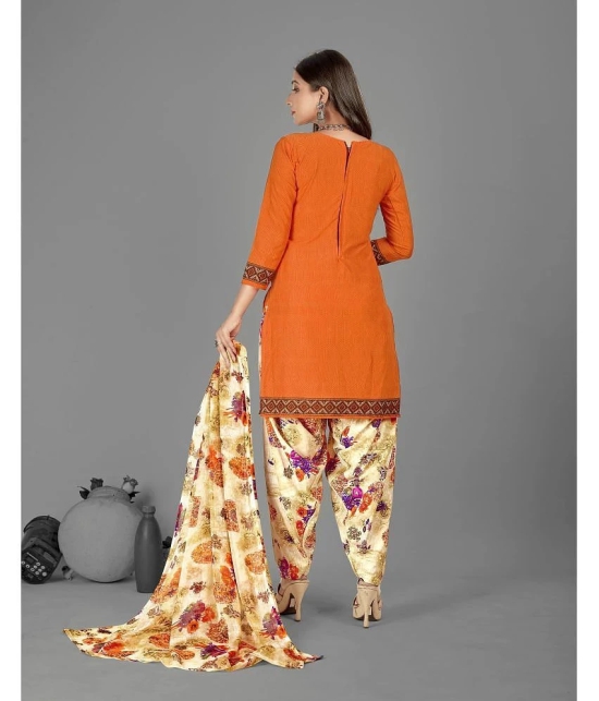 Anand Unstitched Crepe Self Design Dress Material - Orange ( Pack of 1 ) - Orange