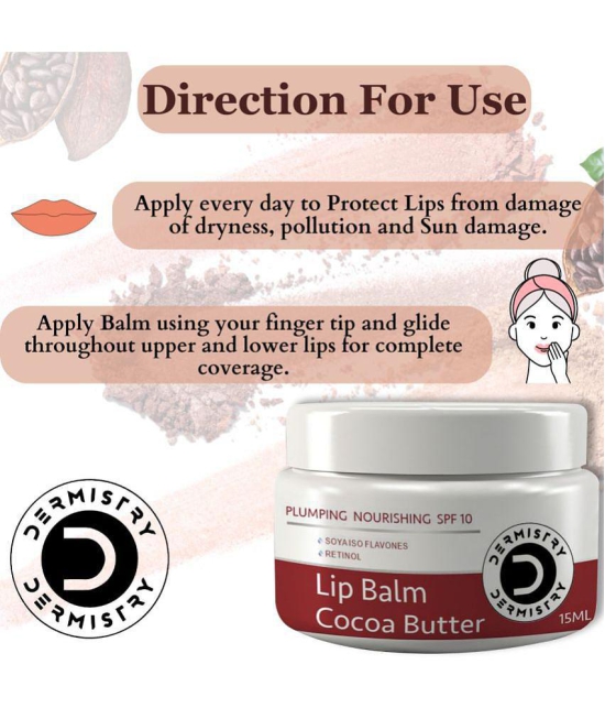 Dermistry Plumping Nourishing SPF10 Tint Cocoa Butter Lip Care Balm for Dry Dark Damaged Chapped Lips Coconut Oil Repair Lightening Brightening Glowing Shiner Lips Men Women Use Combo Lips@t