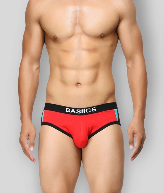 BASIICS By La Intimo - Red Cotton Blend Mens Briefs ( Pack of 1 ) - XL