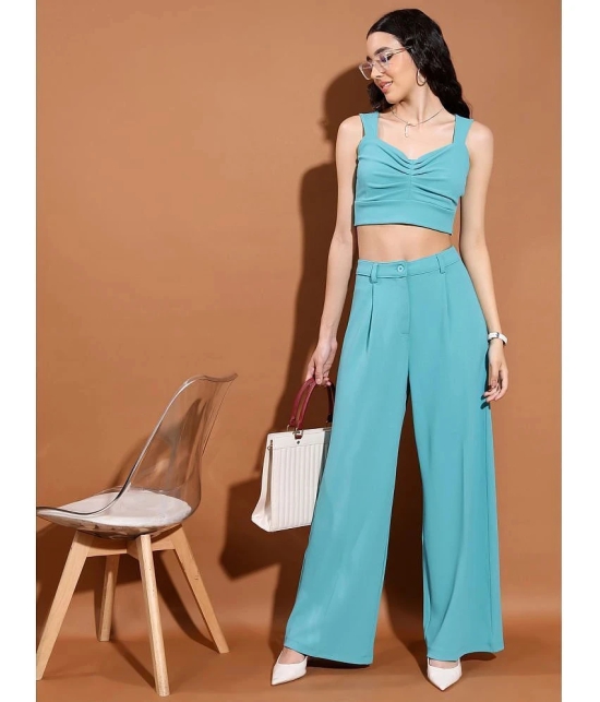 Ketch Sea Green Solid Pant Top Set - None