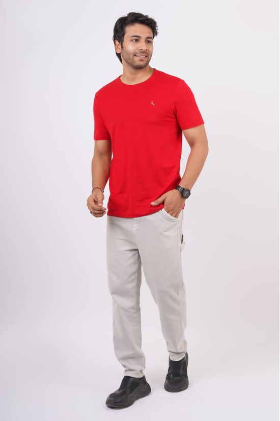 Men's Tango Red Pima Cotton Crew Neck with Logo