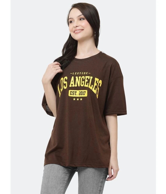 Leotude - Brown Cotton Blend Oversized Womens T-Shirt ( Pack of 1 ) - None