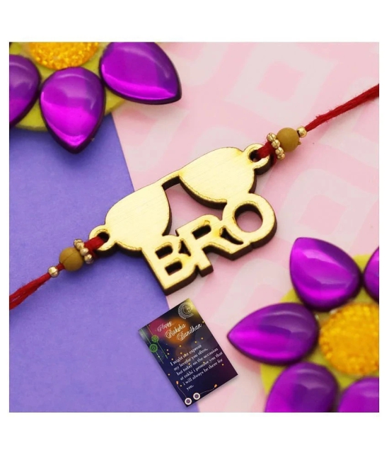 Paola Stylish  Bhaiya Rakhi  BRO Designer Pendent With  Designer Look OM Rakhi Combo  For Bhaiya With Roli Chawal And  Greeting Card 1 Kankawati Pooja Thali - None