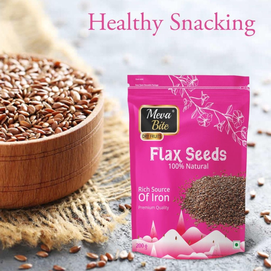 MevaBite Flax Seeds for Eating - 400g | Gluten-Free | Ideal for Hair Growth & Immunity Boosting Snacks | Source of iron & Dietary Fibre
