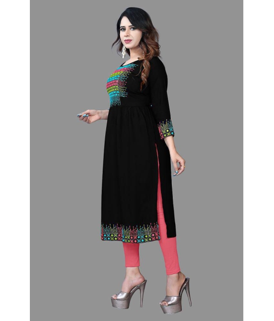 HAYA - Black Rayon Women''s Straight Kurti ( Pack of 1 ) - None