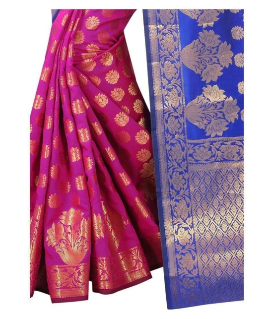 Gazal Fashions Blue,Pink Silk Saree