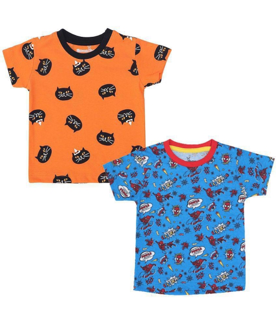 NammaBaby - Orange Cotton Boy's T-Shirt ( Pack of 2 ) - None