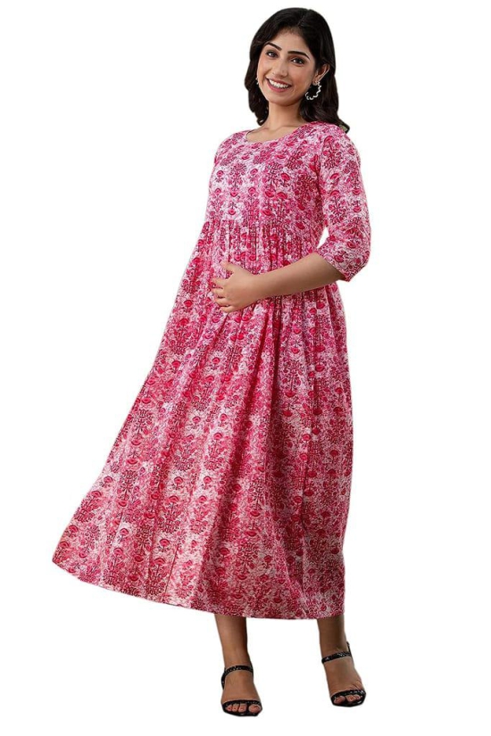 KASHVI Creation Women's Cotton Floral Printed Anarkali Maternity Feeding Kurti