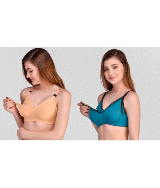 Zourt - Multicolor Cotton Solid Women's Maternity Bra ( Pack of 2 ) - 34B