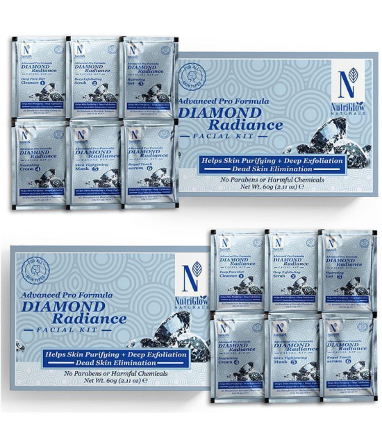 NutriGlow NATURAL'S Advanced Pro Formula Diamond Radiance Facial Kit For Make Skin Acne & Spot Each 60gm (Pack of 2)