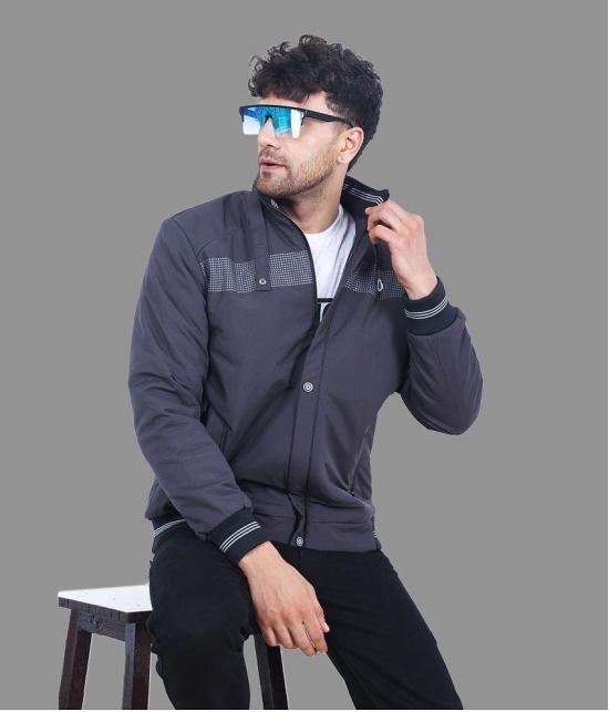 Dollar - Grey PU Leather Regular Fit Mens Windcheater Jacket ( Pack of 1 ) - None