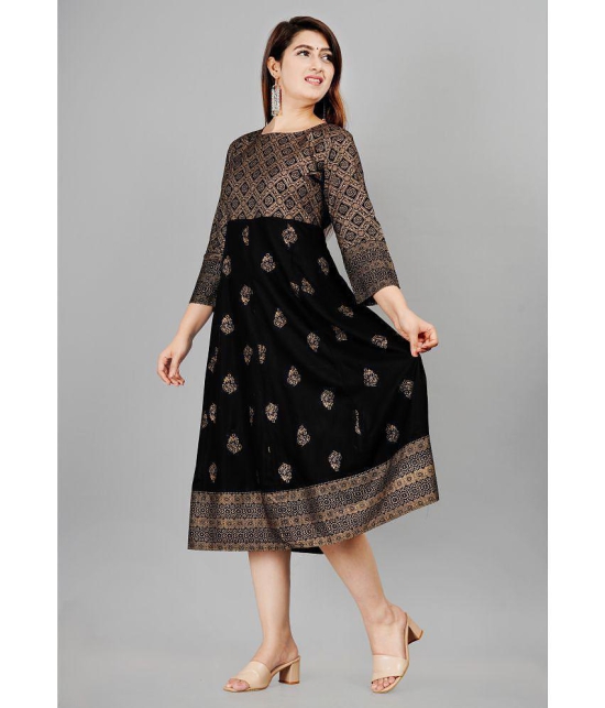 Smien - Black Rayon Womens Anarkali Kurti ( Pack of 1 ) - None