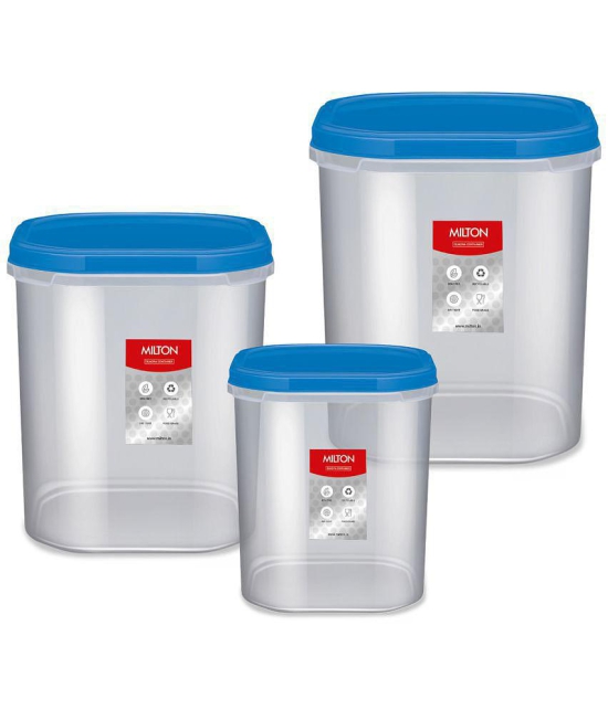 Milton Quadra Storage Container, Set of 3, 2000 ml, 3000 ml, 4000 ml, Blue - Blue