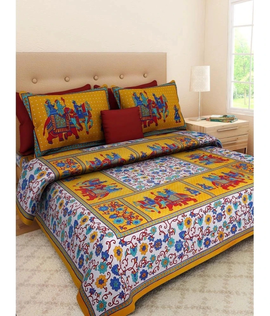 Uniqchoice - Multicolor 100% Cotton 2 Double Bedsheets with 4 Pillow Covers - Multicolor