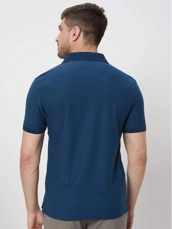 Teal Textured Plain Slim Fit Jersey T-Shirt