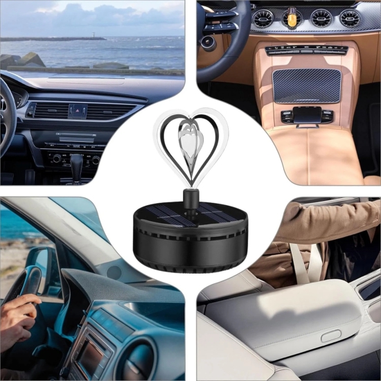 Solar Powered Rotating Heart Shaped Aroma Diffuser with refill, For Car Dashboard Stylish Car Interior Accessories