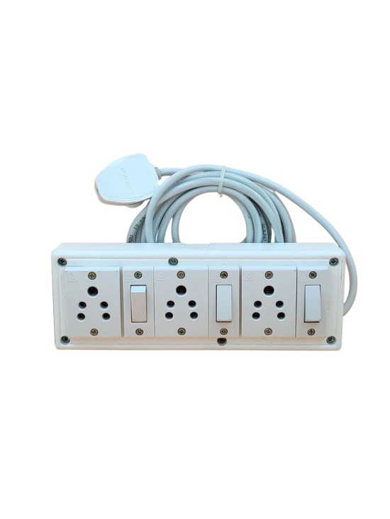 INDRICO Junction Box with Individual Switch 3+3 (Max. rating 1200W) PVC White Pack of 1