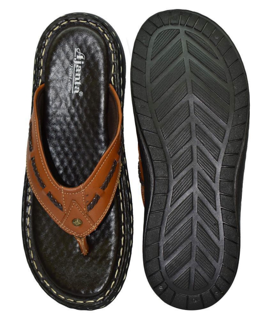 Ajanta Tan Flip Flops - None