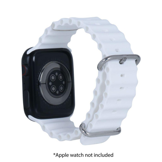 Croma Soft Silicone Ridged Strap for Apple iWatch (42mm / 44mm / 45mm) (Apple Compatible, White)