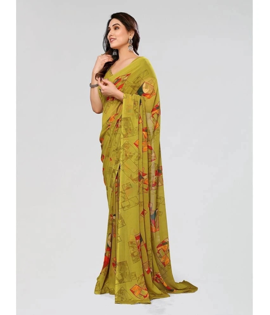 ANAND SAREES Georgette Printed Saree With Blouse Piece - Green ( Pack of 1 ) - Green