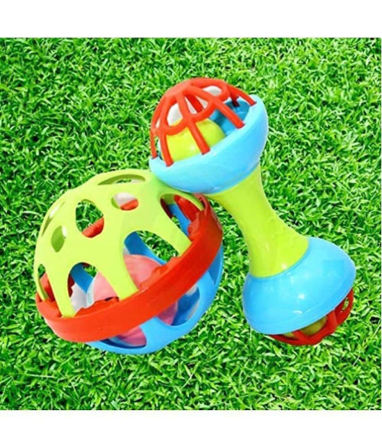 THRIFTCART - Soft Plastic Rubber Body Rolling Hand Bell Ball Baby Rattle Toy Rattle Bell Toy for Babies(Multi Color)(Set of 1)