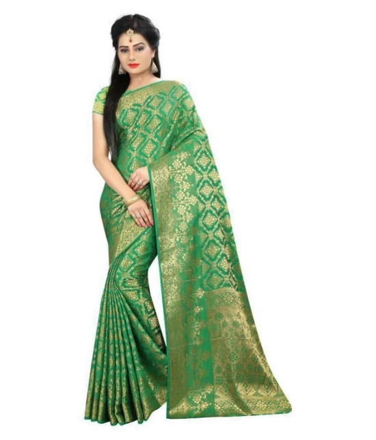 Gazal Fashions Green Banarasi Silk Saree