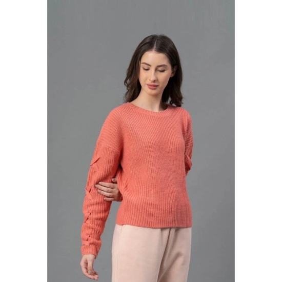 Mode By RedTape Women Deep Pink Solid Sweater