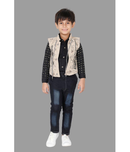 DKGF Fashion - Beige Cotton Blend Boys Shirt & Jeans ( Pack of 1 ) - None