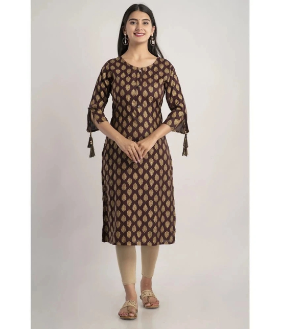 MAUKA - Brown Rayon Womens Straight Kurti ( Pack of 1 ) - None