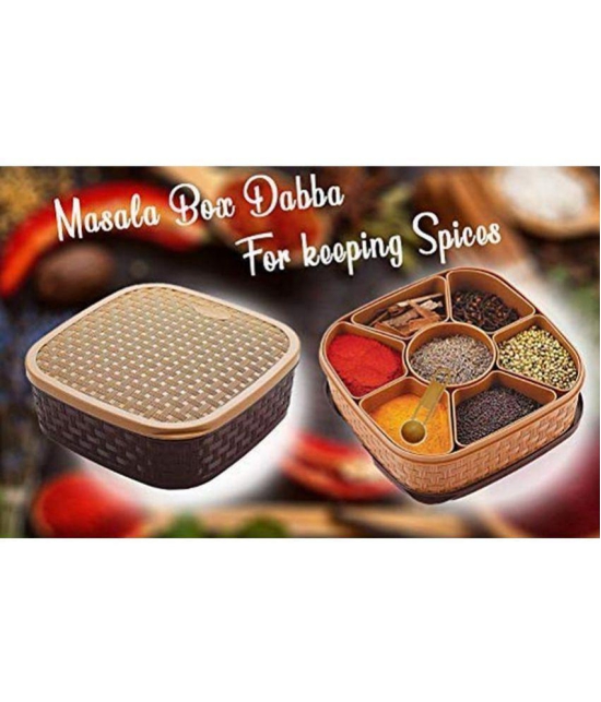 NA - SQUARE MASALA BOX Plastic Assorted Spice Container ( Set of 1 ) - Assorted