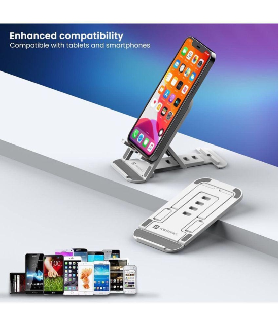 Portronics Foldable Mobile Holder for Smartphones and Tablets ( White ) - White