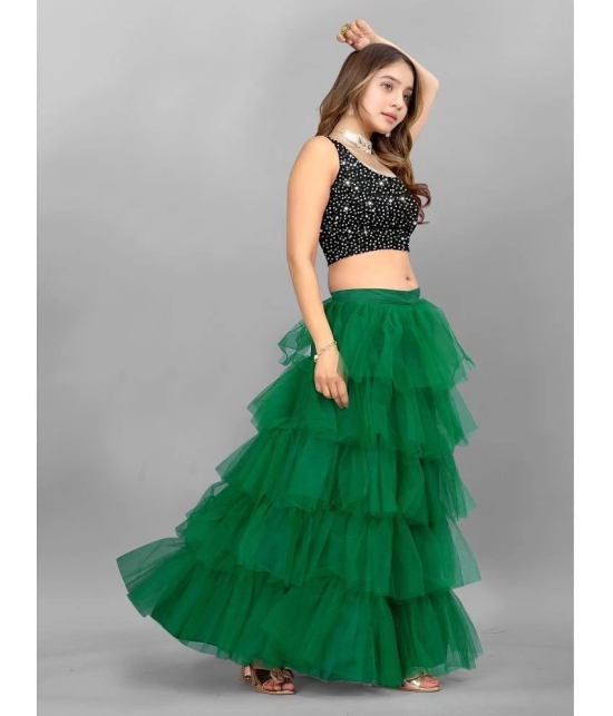 JULEE - Green Net Girls Lehenga Skirt ( Pack of 1 ) - None