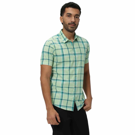 Green Windowpane Check Shirt