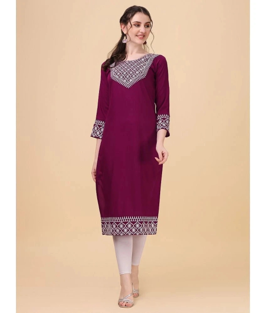 Vrunda Fashion - Wine Rayon Womens Straight Kurti ( Pack of 1 ) - None