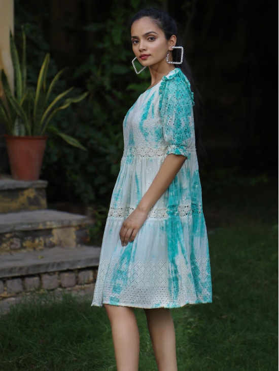 Buy Women Anarkali White Tie Dye Midi Dress Xl White Online | Craftsvilla