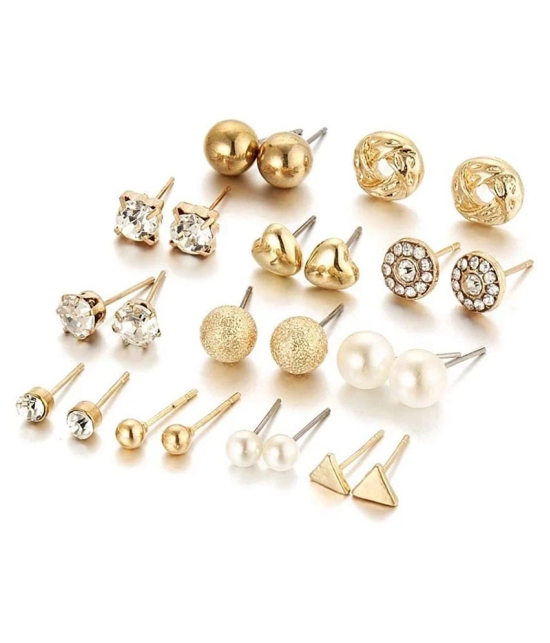 YouBella Girls/Womens Gold Plated Combo of 24 Stud Tops Earrings Jewellery (Golden) - Multi Color