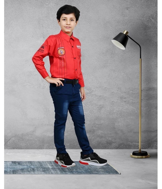 Arshia Fashions Pack of 1 Boys Denim Shirt & Jeans ( Red ) - None