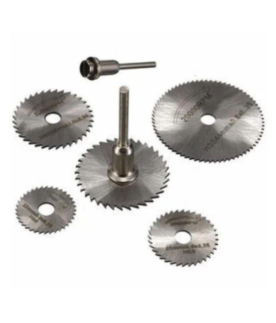 Rangwell DIY Crafts Metal HSS Circular Saw Blades Set Cutting Discs for Rotary Tool -6 Pieces(5 Blades, 1 Pin)